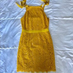 Revolve Endless Rose Mini Honey Yellow Tie Dress